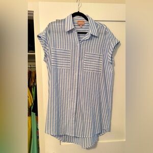 Show Me Your Mumu Blue and White Striped Shirt